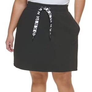 NWOT Dkny Sport Pull On Mini Skirt With Logo Drawstring Waistband 1X Pockets